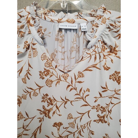 Susan Graver LiquidKnit Floral Print Bracelet Sleeve Top Size XL A673962 - Picture 4 of 7